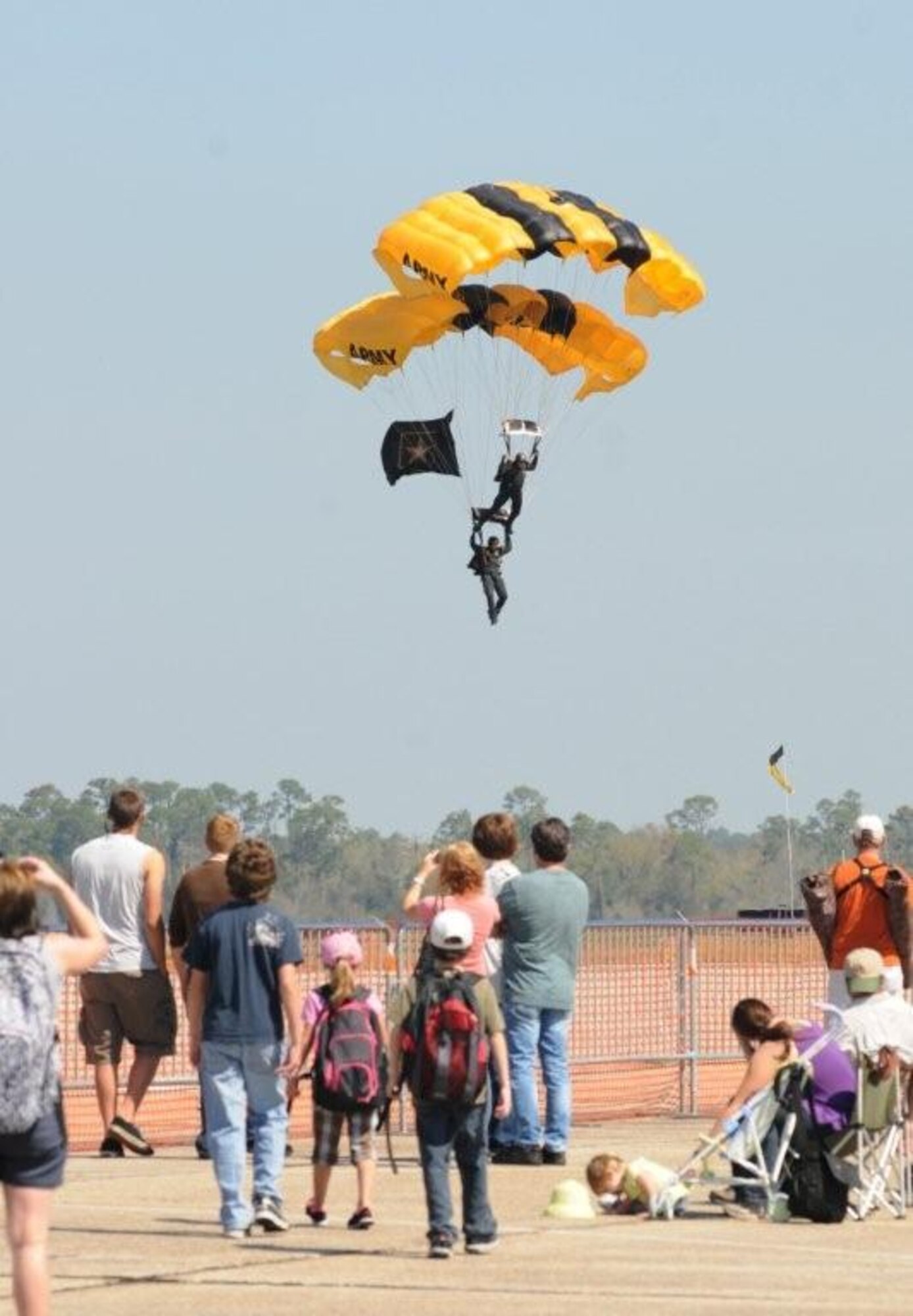An estimated 160,000 people attended Keesler’s open house and air show, Angels Over the Bay, March 19 and 20. The celebration of Keesler’s 70 years of heritage included the Navy Blue Angels and Army Golden Knights along with many other performers, static displays and vendors. Last year, the Blue Angels performed 68 air shows at 35 U.S. sites in their F/A-18 Hornets for more than 8 million spectators. Since its inception in 1946, the Blue Angels have performed for more than 463 million fans. (Photo by Kemberly Groue)
