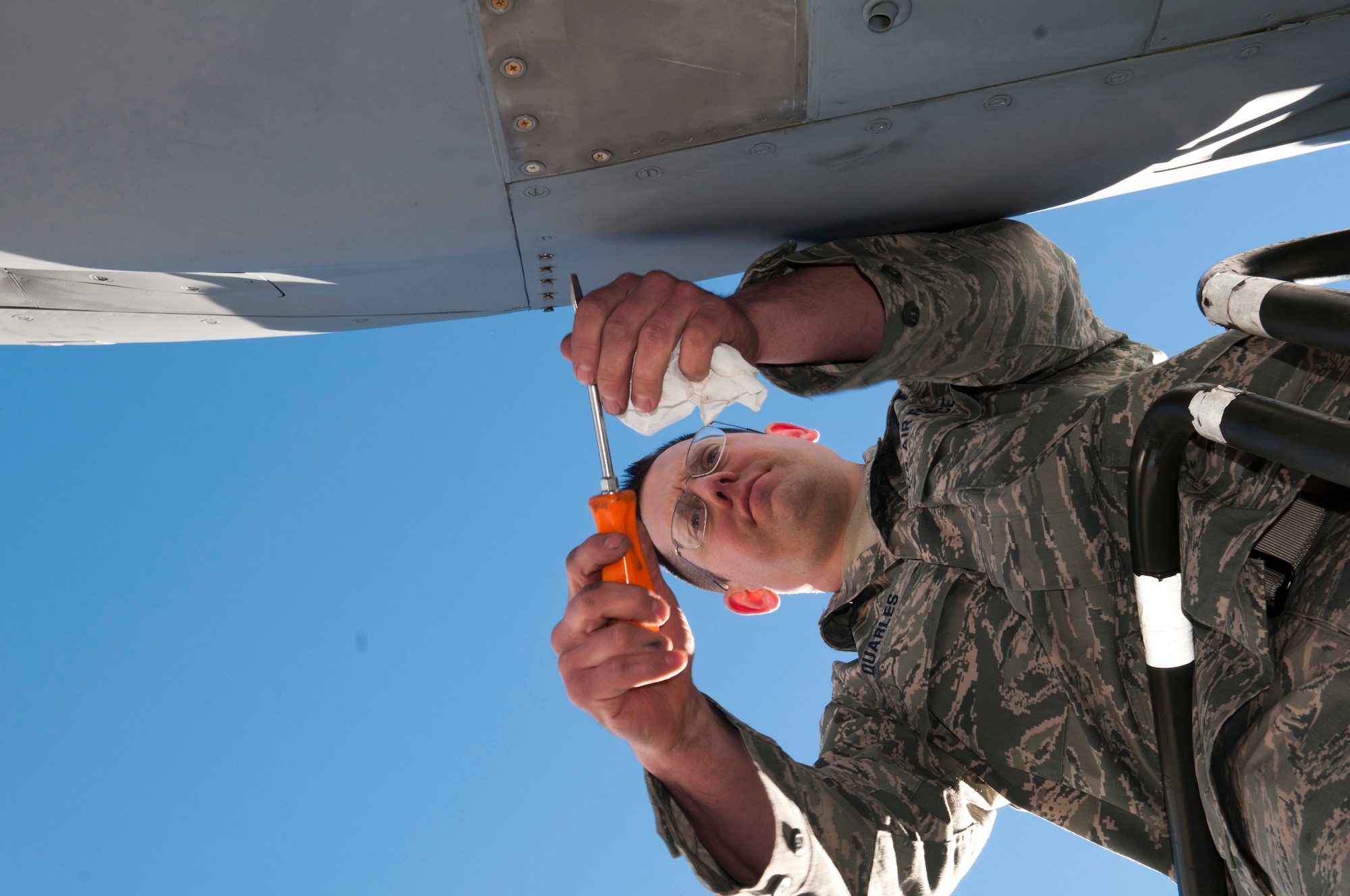 Staff Sergeant Aaron Quarles 133rd Maintenance Group 133rd Airlift Wing Minnesota Air National Guard opens a engine housing of a   C-130 Hercules turbo prop engine after landing at Yuma Proving Ground, Yuma, Ariz.  Feb. 27th, 2011. During the week of Feb. 28th, 2011 Airmen and the C-130 Hercules of the 133rd Airlift Wing, Minnesota Air National Guard deployed for training to Yuma Proving Ground, Yuma Arizona. During the week the 133rd AW practiced Low-Cost Low-Altitude airdrops this knowledge and experience will be directly applied during deployment to Afghanistan. The LCLA bundles are more accurate and use expendable parachutes weighing in at 80 to 500 pounds. LCLA is well suited for small units on patrol or in remote outposts where they don't have the equipment or manpower to deal with the larger container delivery system bundles. U.S. Air Force photo by Tech. Sgt. Erik Gudmundson