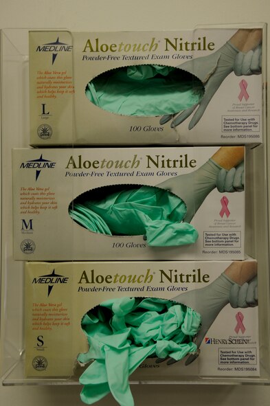 Gloves are a part of every dental technician’s daily routine. Gloves keep both the dental assistants and patients clean and safe. (U.S. Air Force photo/ Airmen 1st Class Brooke P. Beers)