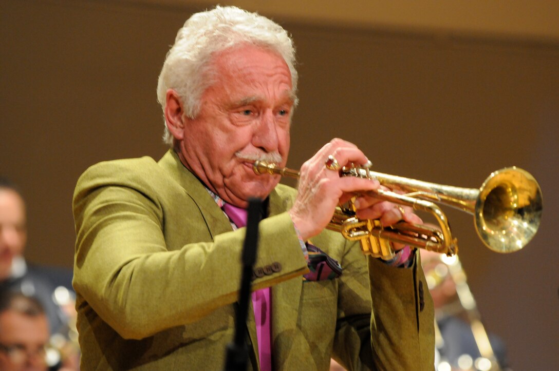 Doc Severinson, legendary jazz trumpeter and guest artist with the Airmen of Note, the premier jazz ensemble of the U.S. Air Force, performs March 19 at the University of Tennessee, Knoxville, Tenn. Doc made a guest appearance for the show, surprising the audience with a performance. The Note is traveling through Virginia, Tennessee, Mississippi and Arkansas on its 2011 Spring Tour. (U.S. Air Force photo by Airman 1st Class Tabitha N. Haynes)
