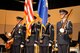 From left to right, Airman 1st Class Kenneth Snow, Staff Sgt. Jesse Schierloh, Senior Airman Ryan Nelson and Airman 1st Class Brent Dutcher, members of The U.S. Air Force Honor Guard color guard, present the colors March 19 at the University of Tennessee, Knoxville, Tenn., to begin the show. The color guard travels with the U.S. Air Force Band’s Airmen of Note ensemble to present the colors at each performance. (U.S. Air Force photo by Airman 1st Class Tabitha N. Haynes)