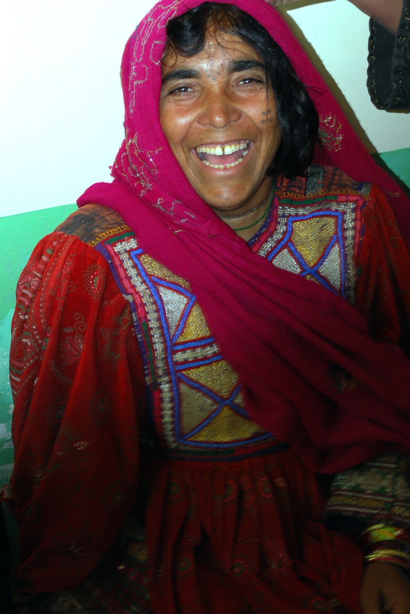 A female from the Kuchi tribe, a nomadic Pashtun tribe in Afghanistan, visits the local women's medical clinic. (U.S. Air Force photo/Tech. Sgt. Stacia Zachary)