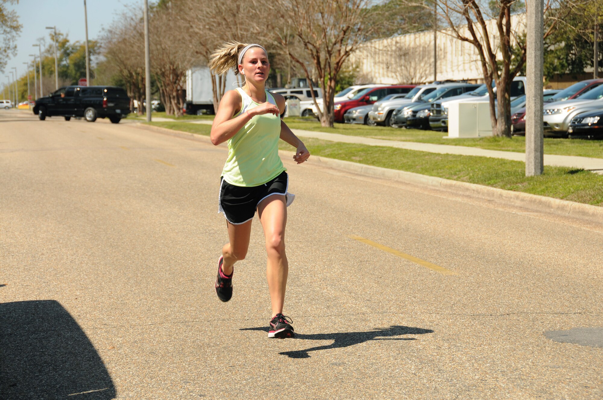 Brittany Deichmann was the top female finisher in the St. Patrick’s Day 5-kilometer run walk March 17.  Deichmann, 81st Force Support Squadron, had a time of 25:10, followed by Ashley Desgrange from the 338th Training Squadron, 25:50, and Frances Fromenthal, wife of Derek Fromenthal, 81st Training Support Squadron, 27:24. (U.S. Air Force photo by Kemberly Groue)
