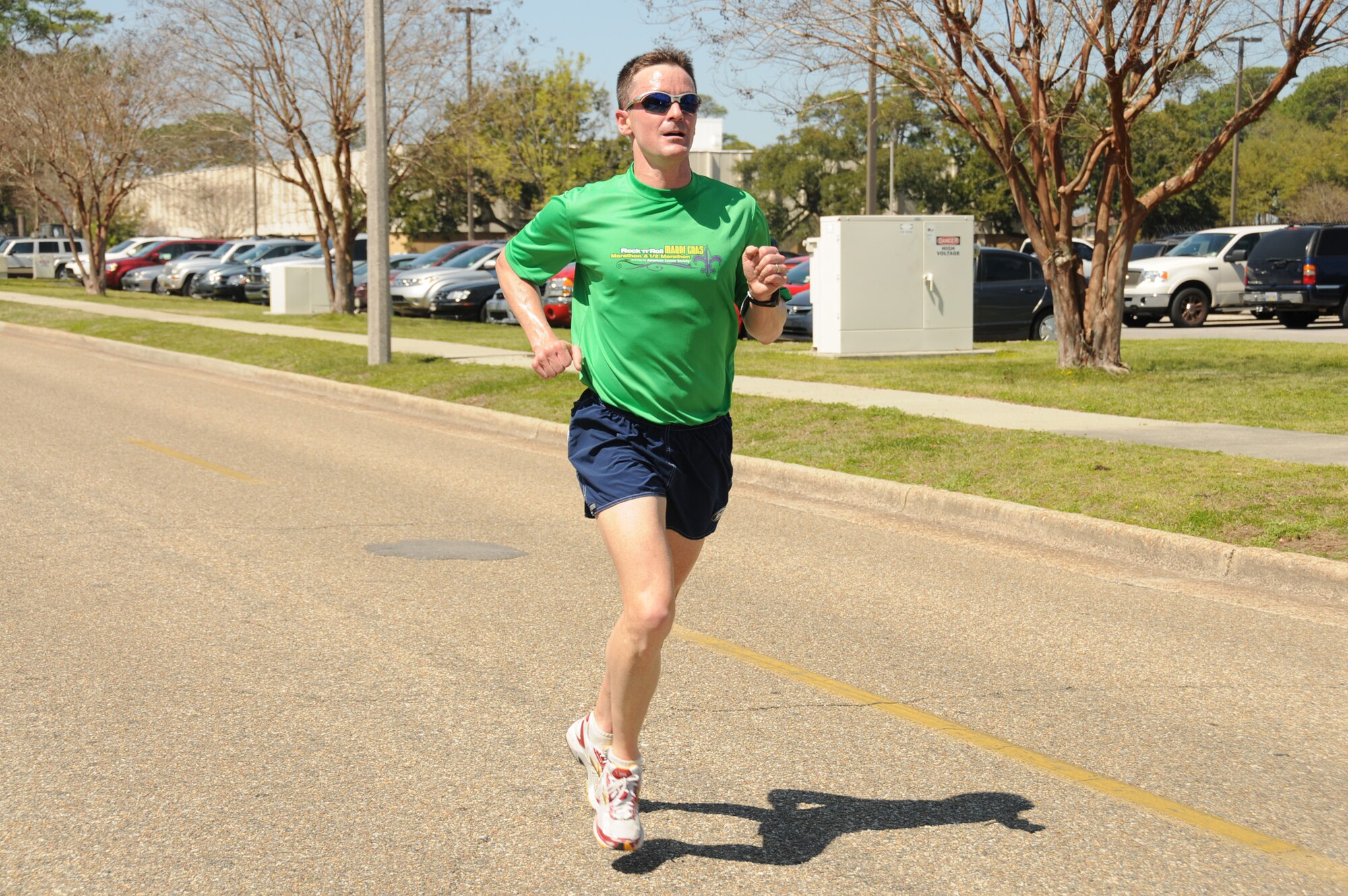 Mark Roberts was the top male finisher in the St. Patrick’s Day 5-kilometer run walk March 17.  Roberts, 81st Dental Squadron, finished in 20 minutes 32 seconds, followed by Tim Plakas from the Air Force Honor Guard, 21:00, and Geoffrey Sasaki, 81st Diagnostics and Therapeutics Squadron, 21:37.  (U.S. Air Force photo by Kemberly Groue)
