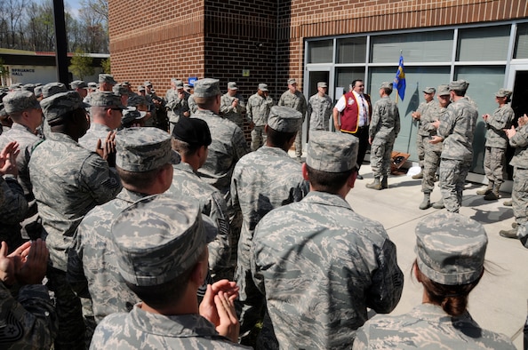MCGHEE TYSON AIR NATIONAL GUARD BASE, Tenn. - U.S. Air Force Capt. William A. Robinson, a former Vietnam POW, is honored during a ceremony at Morrisey Hall on the campus of the I.G. Brown Training and Education Center March 2011. The Center's Paul H. Lankford EPME Center names its student flights after inspiring personnel.  (U.S. Air National Guard photo by Master Sgt. Kurt Skoglund/Released)
