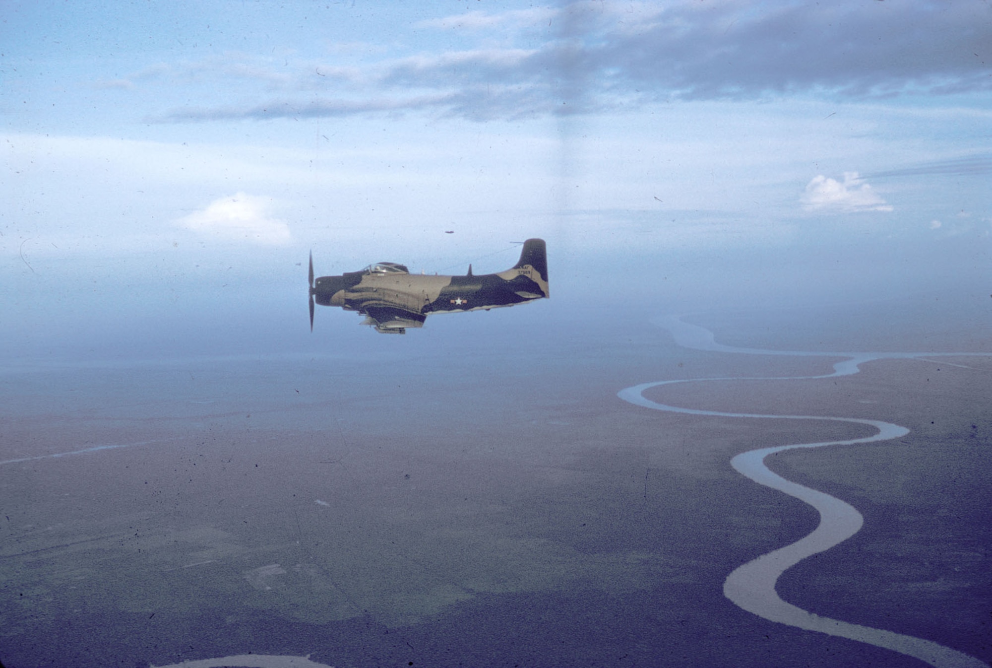 Before Vietnamization, the South Vietnamese Air Force flew only propeller-driven aircraft like this A-1. (U.S. Air Force photo)