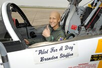 Randolph AFB, TX, 3/24/2011: Brandon Steffen of Oletha, Kansas, gives the thumbs up in the cockpit of a T-38 Talon at the 560th Flying Training Squadron at Randolph Air Force Base, Texas. He toured the squadron  on March 24 in the "Pilot-for-a-Day" program. Brandon's father, Stuart, was formerly a T-38 and B-52  pilot in the U.S. Air Force. (U.S. Air Force photo/David Terry)