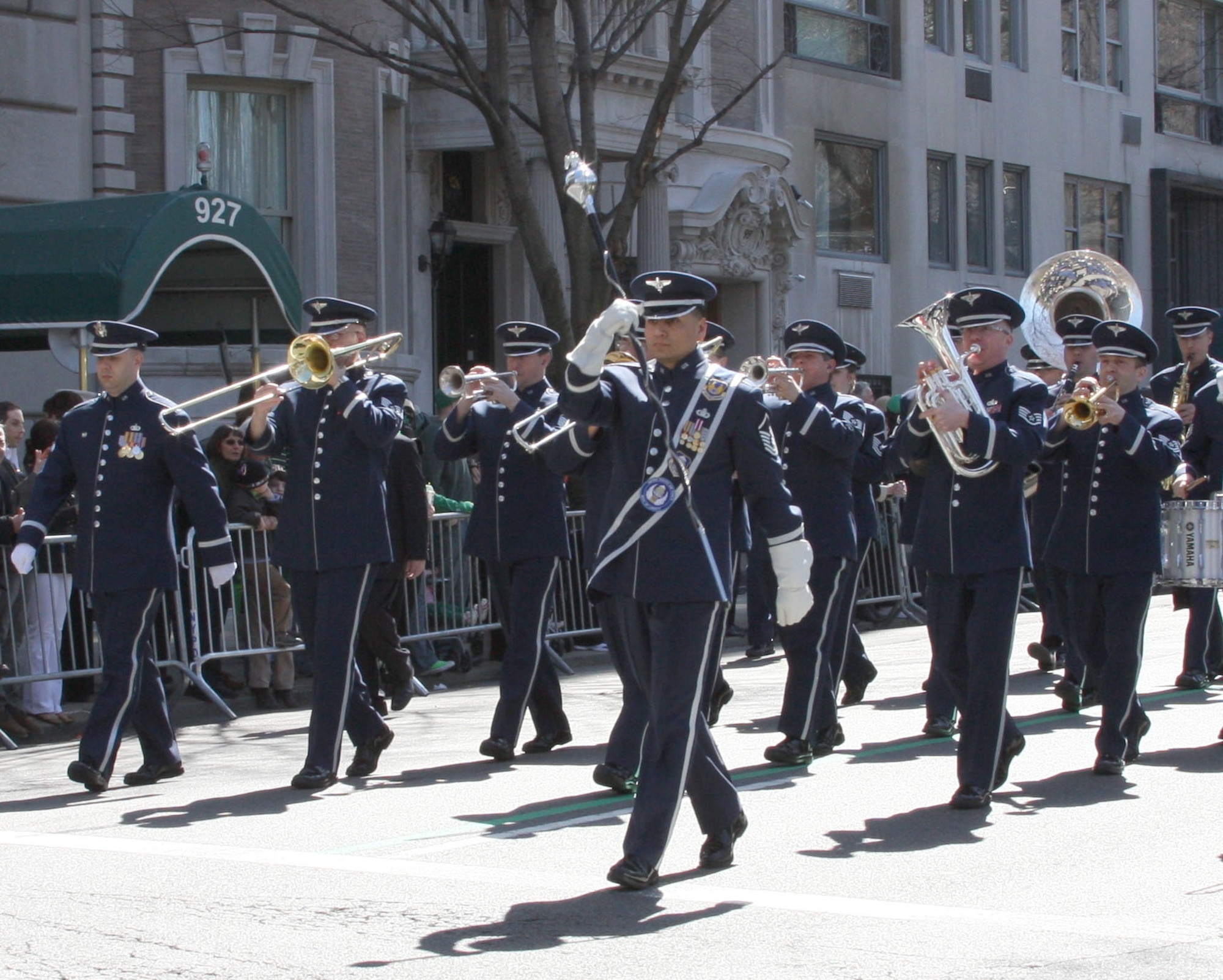 NEW YORK – The U.S. Air Force Band of Liberty marches down the streets of New York City during the 250th St. Patrick’s Day parade on March 17. (Courtesy photo)