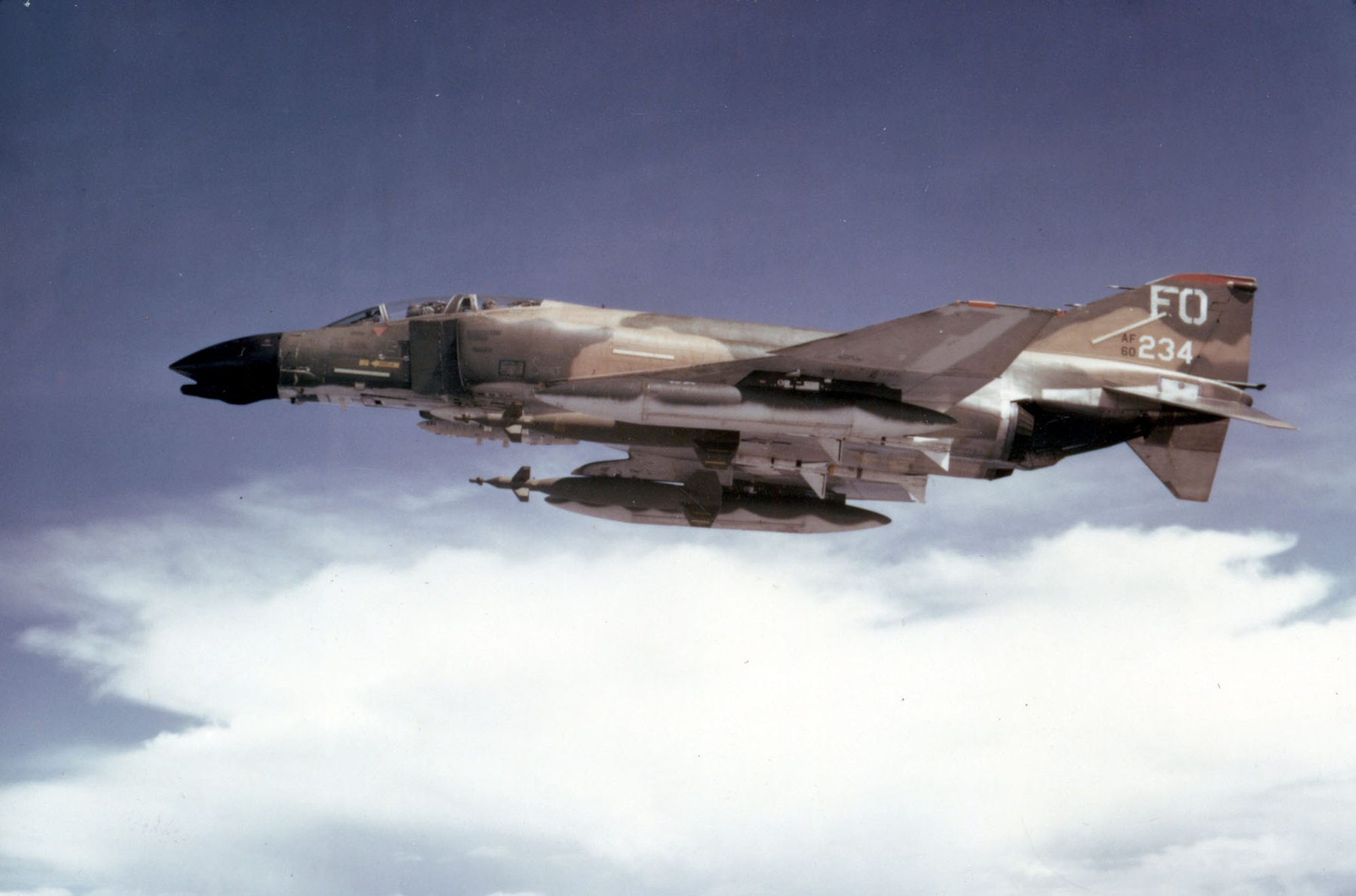 An F-4D from the 435th Tactical Fighter Squadron, 8th Tactical Fighter Wing, armed with two GBU-10s. (U.S. Air Force photo)