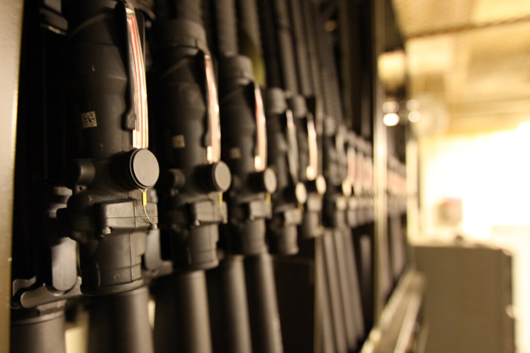 Headquarters and Support Battalion, Marine Corps Base Camp Pendleton recently upgraded its armory with more than 300 M16A4 service rifles equipped with the rifle combat optic, a newer technology designed to improve accuracy. Combat marksmanship trainers assist Marines in making the switch from iron sights to this more efficient method.