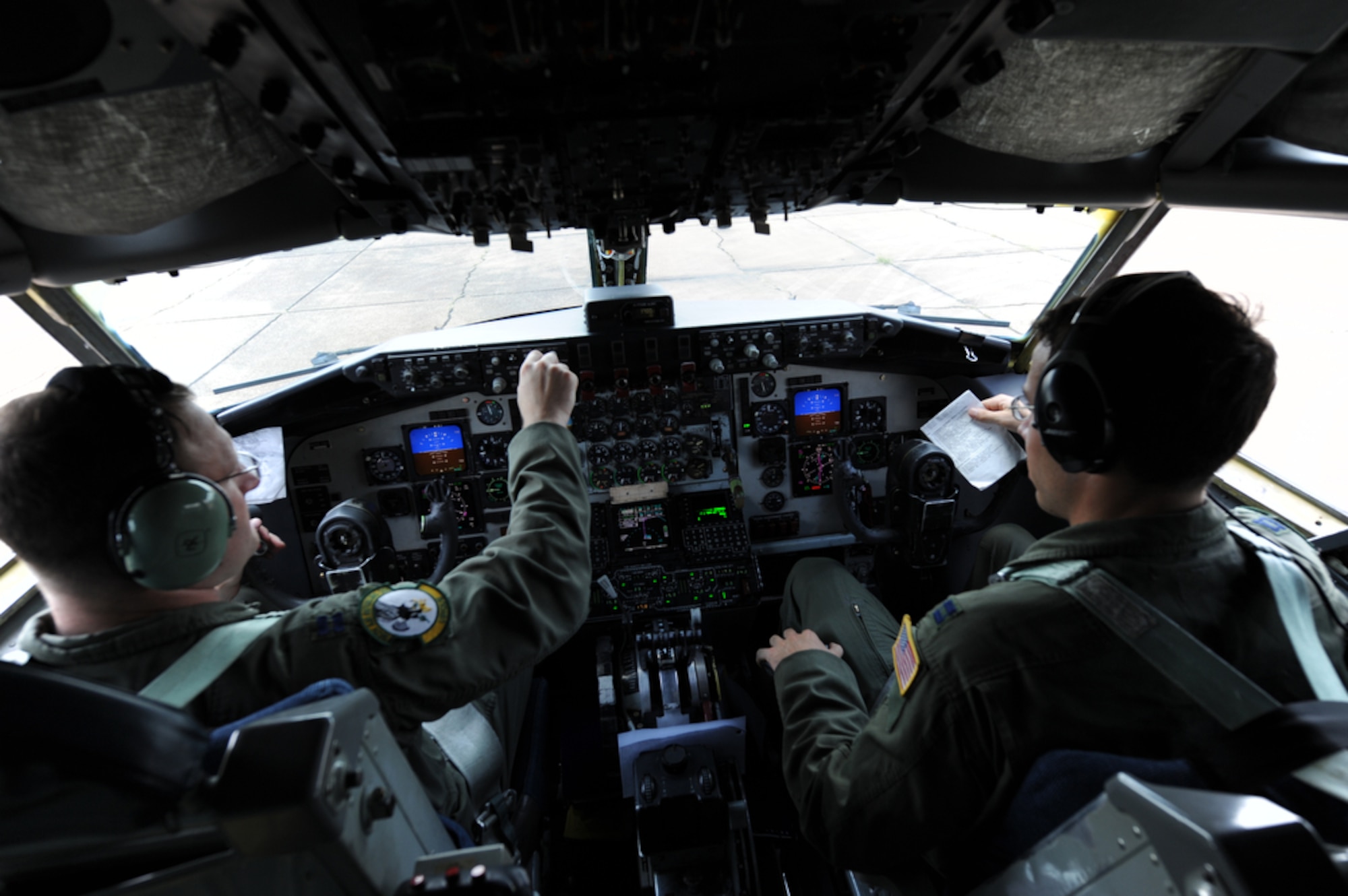 96th Air Refueling Squadron Capt. Jeremy Buxton (left), a native of Kissimmee, Fla., and Capt. Michael Kerschbaum, a native of Elyria, Ohio conduct systems checks before taking off to refuel U.S. f-15's and Thai F-16's on March 21 during Cope Tiger 2011,  an annual, multilateral, joint field training exercise currently being conducted at Korat and Udon Thani Royal Thai Air Bases March 14 through 25. Participants of Cope Tiger include the U.S. Air Force, the U.S. Marine Corps, the Royal Thai Air Force, Royal Thai Army, and the Republic of Singapore Air Force. (U.S.  Air Force photo/Master Sgt. Cohen A. Young)