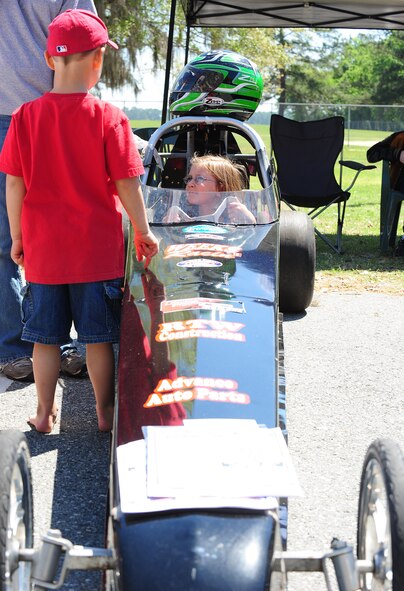 MOODY AIR FORCE BASE, Ga.--Madeleine, 5, daughter of Lt. Col. John Gonzales, 23rd Wing Safety Office chief, sits in a junior dragster vehicle March 25. Children as young as the age of 8 are allowed to start racing around the track. (U.S. Air Force photo/Senior Airman Stephanie Mancha)(RELEASED)
