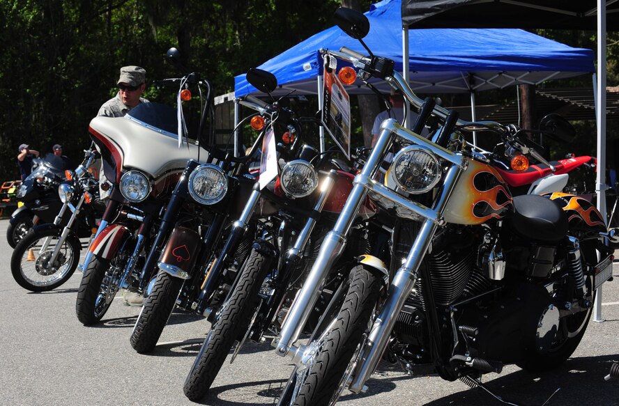 MOODY AIR FORCE BASE, Ga.--Different styles of motorcycles were displayed at the outdoor extravaganza event March 25. The public was given an opportunity to talk to different vendors about the motorcycles.  (U.S. Air Force photo/Senior Airman Stephanie Mancha)(RELEASED)