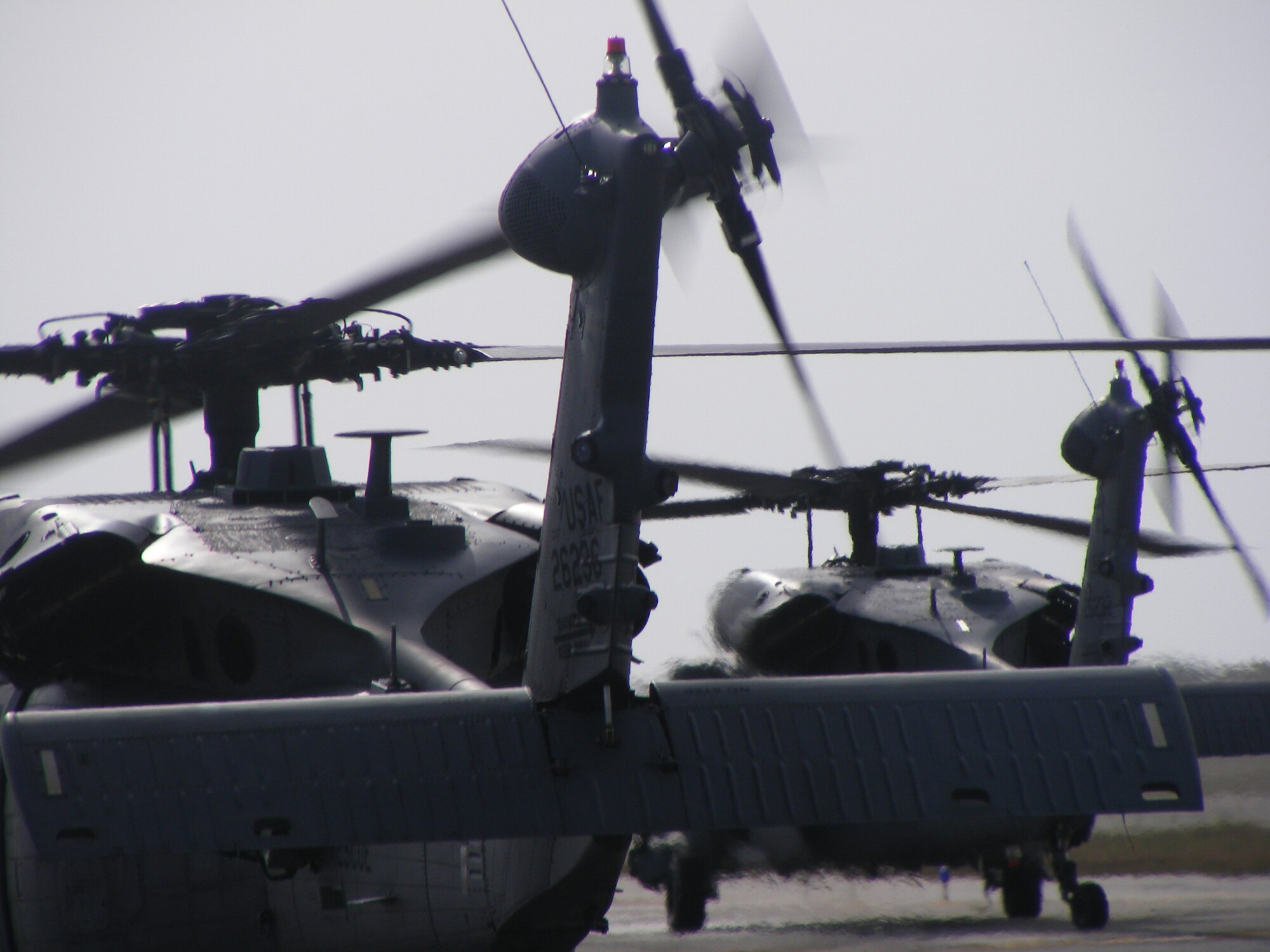 PATRICK AIR FORCE BASE, Fla. - Airmen from the 920th Rescue Wing here launched six HH-60G Pave Hawk helicoptes and HC-130P/N King refueling aircraft as part of a fly-the-fleet exercise. (U.S. Air Force photo/Capt. Cathleen Snow)