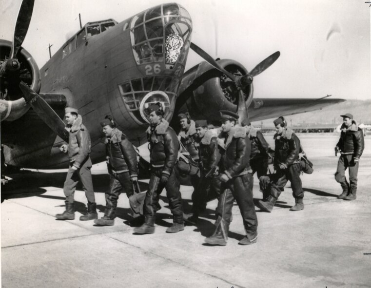 Army Air Corps aviators trained at Albuquerque Army Air Field for combat overseas in World War II.  Photo Courtesy AFNWC History Office