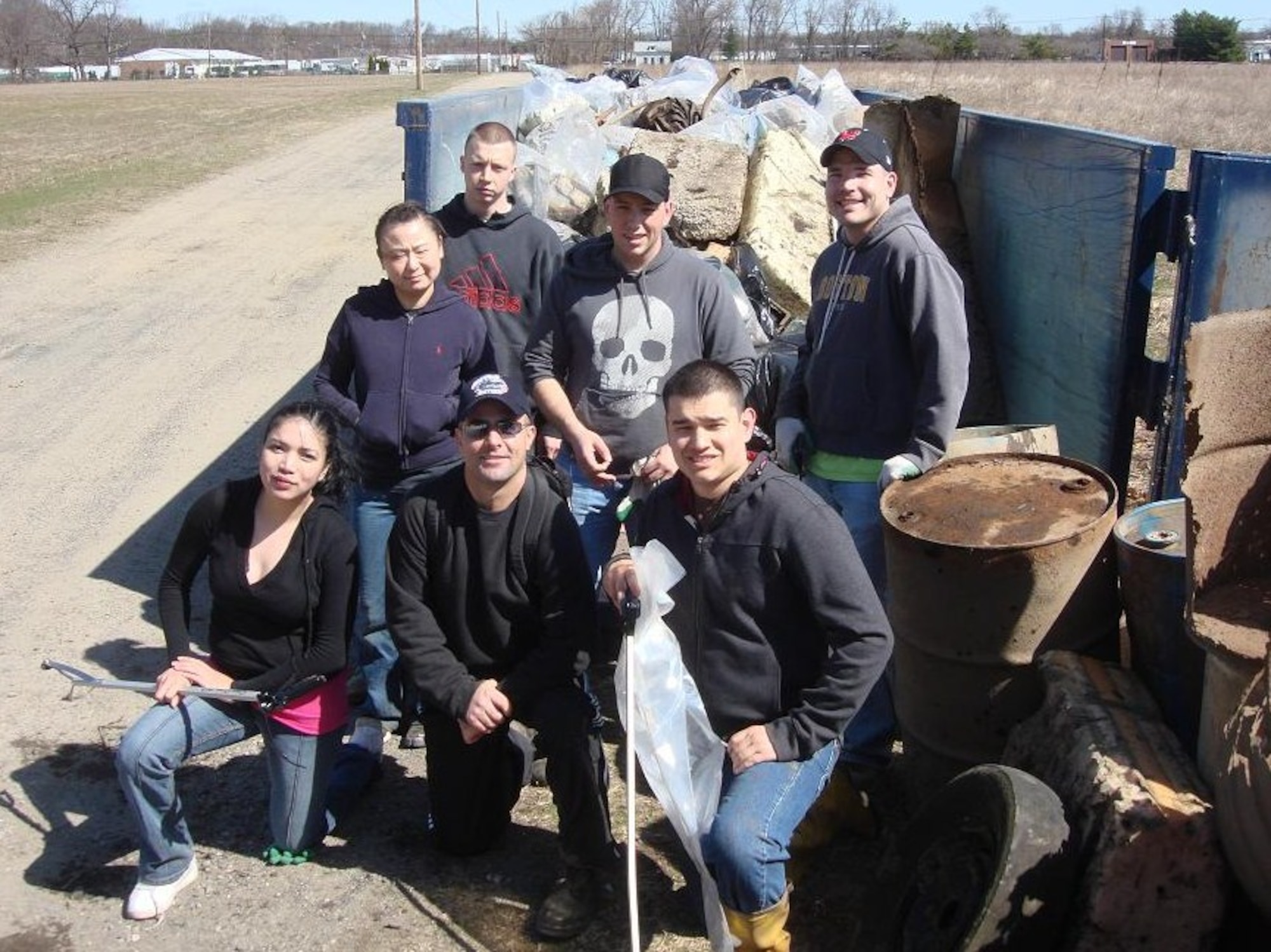 Joint Base McGuire-Dix-Lakehurst servicemembers from the 87th Contracting Squadron volunteered to do a massive cleaning of Pennington Park in Delanco, N.J. March 19. They teamed up with the local community to pick up trash and debris scattered across the park. (Courtesy photo/Released)