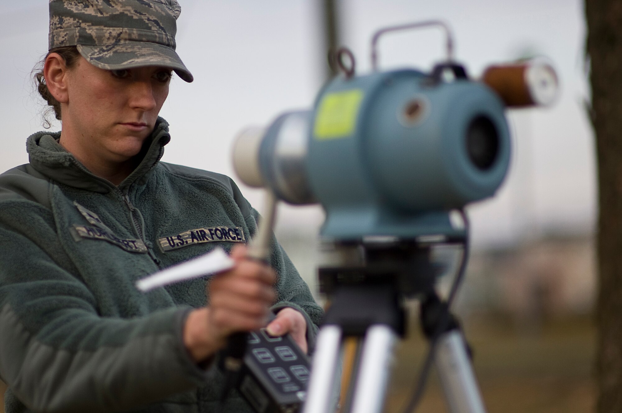 YOKOTA AIR BASE, Japan -- Senior Airman Anna Hurlbert, 18th Aerospace Medicine Squadron, uses a Radeco to monitor radiation levels in the air here at Yokota, March 24, 2011. Airman Hurlbert, on temporary duty from Kadena AB, is assisting Yokota's Medical Group to monitor base radiation levels in support of Operation Tomodachi. (U.S. Air Force photo by/Master Sgt. Jeromy K. Cross/released)








