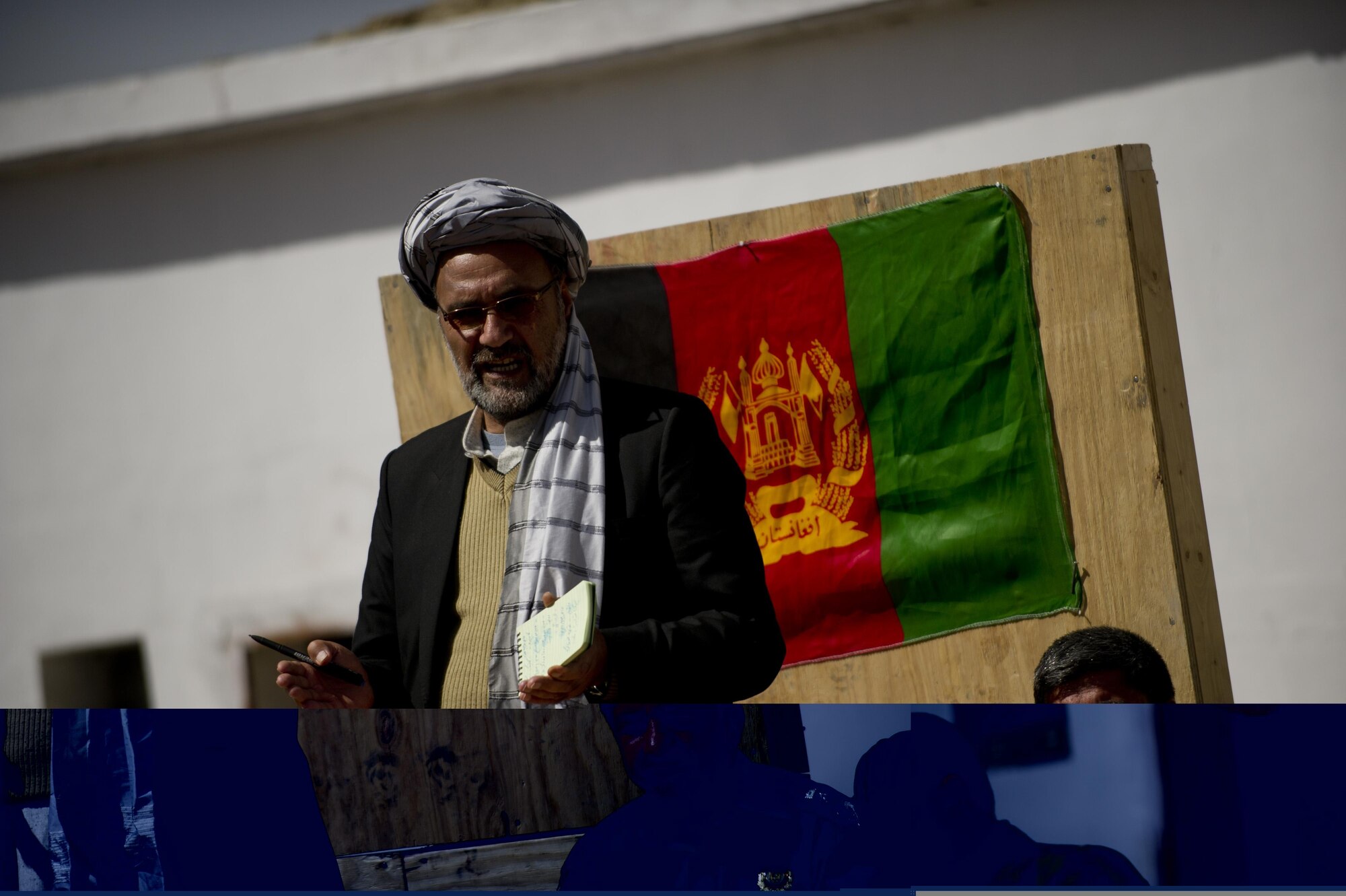 Ashraf Naseri, Zabul province governor, addresses the concerns and needs of Shamulzai District residents at the local police headquarters in the Shamulzai District of the Zabul province in Afghanistan during a diplomacy shura. Shamulzai District residents were attending a diplomacy shura to voice their needs and concerns to the Zabul province governor who was in attendance. (U.S. Air Force photo/Master Sgt. Adrian Cadiz)