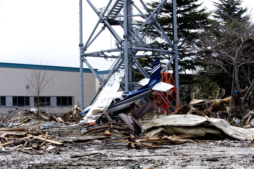 SENDAI AIRPORT, Japan -- The devastation can still be seen around Sendai Airport after more than two weeks after the 9.0 magnitude earthquake and tsunami ravaged the region.  (U.S. Air Force photo by/Master Sgt. Jeromy K. Cross)

