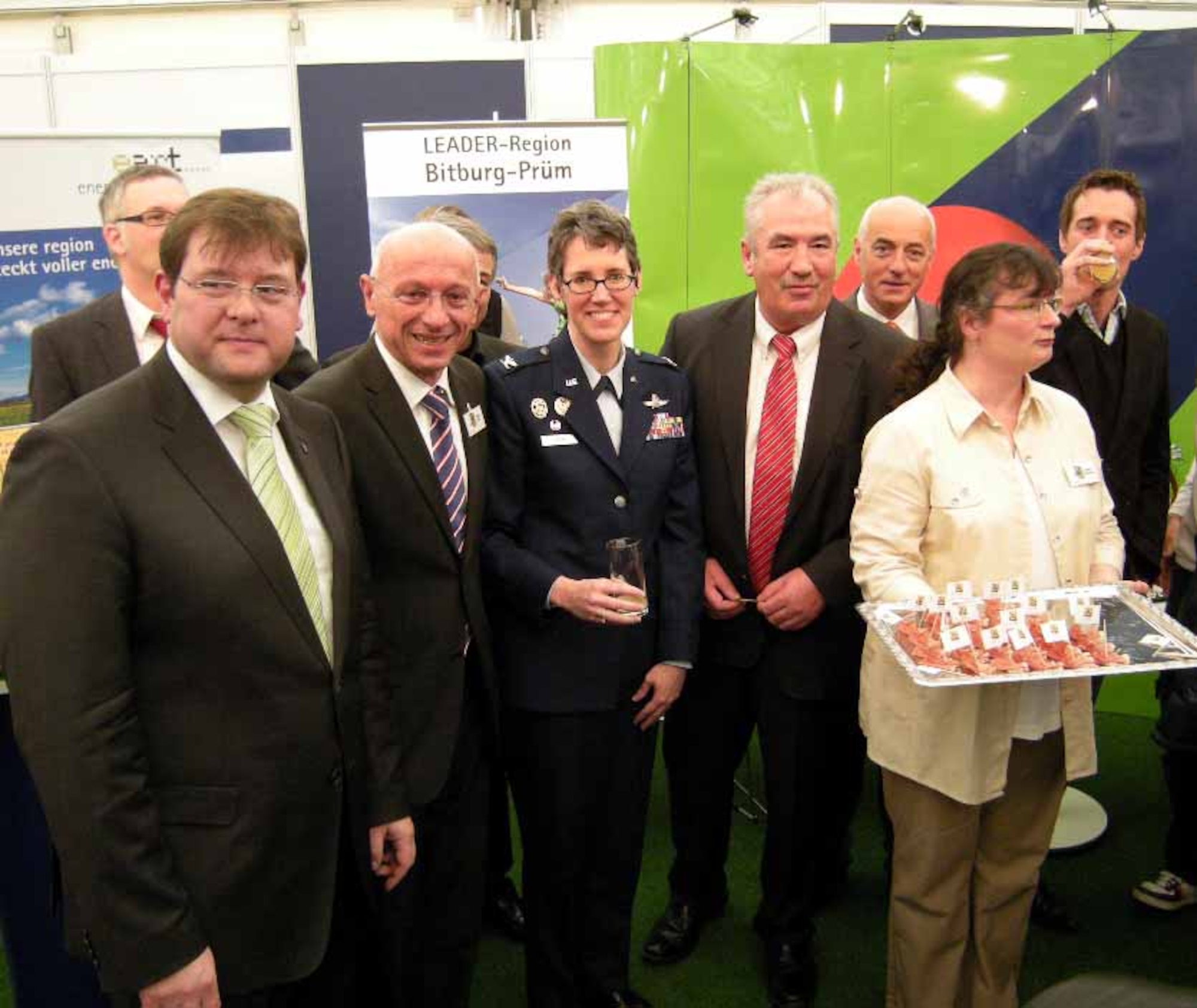 BITBURG, Germany – Col. Jodine Tooke, 52nd Mission Support Group commander, and local German civil leaders attended the 32nd opening of the Bitburg Beda market March 18 in Bitburg, Germany. The Beda market’s theme this year was “Looking, Exploring, Informing” and drew more than 80,000 people from all around the region and the neighboring countries of Luxembourg and Belgium. This event presented both the economical and cultural life of the Eifel-Pruem region in various spots throughout the city. (U.S. Air Force photo/Iris Reiff)