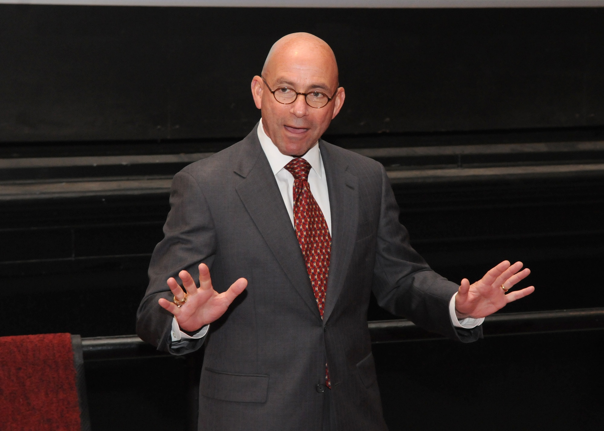 Randolph AFB, TX, 3/29/2011:  Dan Koslov, Col. (ret.) with the Military Officer's Association of America, speaks about "Marketing Yourself for a Second Career" at the base theater March 29, 2011 on Randolph Air Force Base, Texas. The lecture was sponsored by the Airman and Family Readiness Center.(U.S. Air Force photo/David Terry)