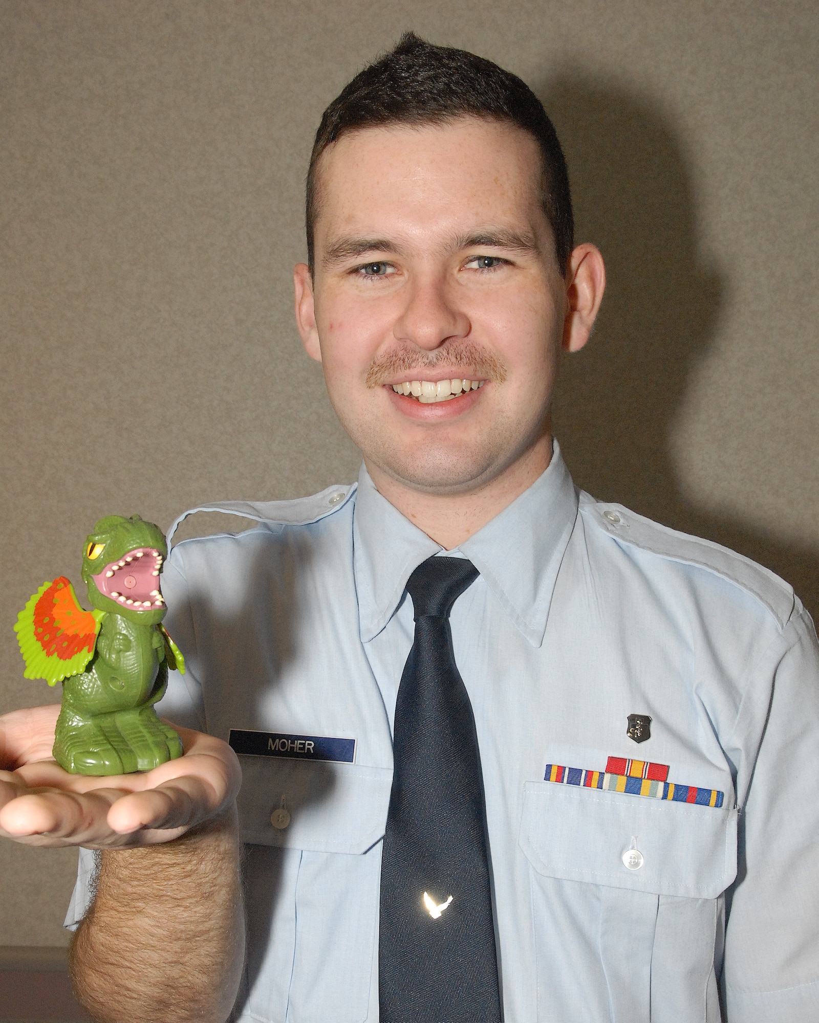 “When a suspicious-package investigation was going on, I noticed a ton of Facebook posts about possible explanations for the incident. I posted that dinosaurs had hijacked a C-5 coming in from South America so the government was doing a cover-up. People took that one way too far.”
– Airman Liam Moher, 436th Medical Squadron technician  
