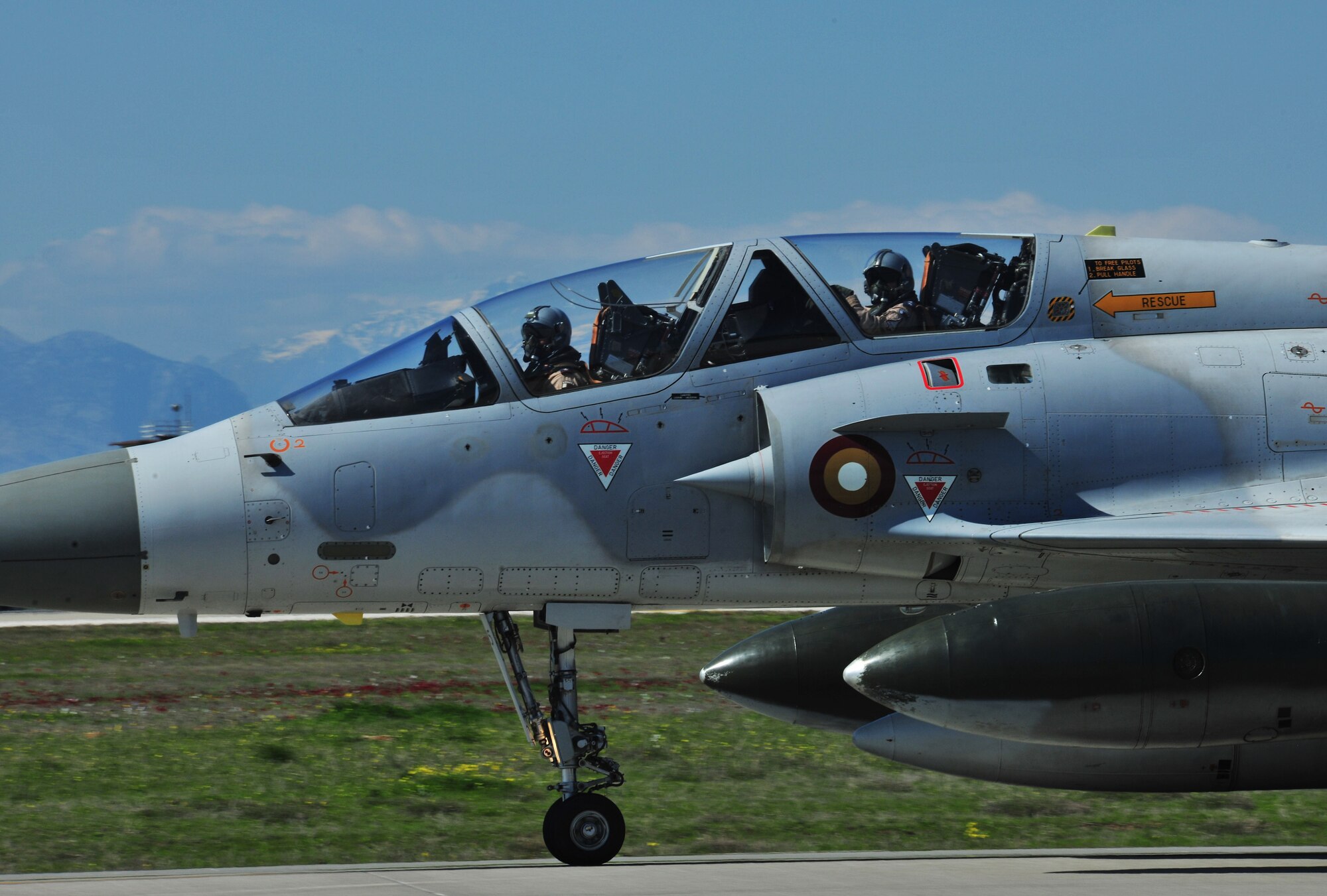 A Qatari Mirage F-1 jet drives down the runway to refuel in support of Operation Odyssey Dawn March 25, 2011, at Incirlik Air Base, Turkey.  Joint Task Force Odyssey Dawn is the U.S. Africa Command task force established to provide operational and tactical command and control of U.S. military forces supporting the international response to the unrest in Libya and enforcement of United Nations Security Council Resolution 1973. UNSCR 1973 authorized all necessary measures to protect civilians in Libya under threat of attack by Qadhafi regime forces. JTF Odyssey Dawn is commanded by U.S. Navy Admiral Samuel J. Locklear, III. (U.S. Air Force photo by Staff Sgt. Alexandre Montes)