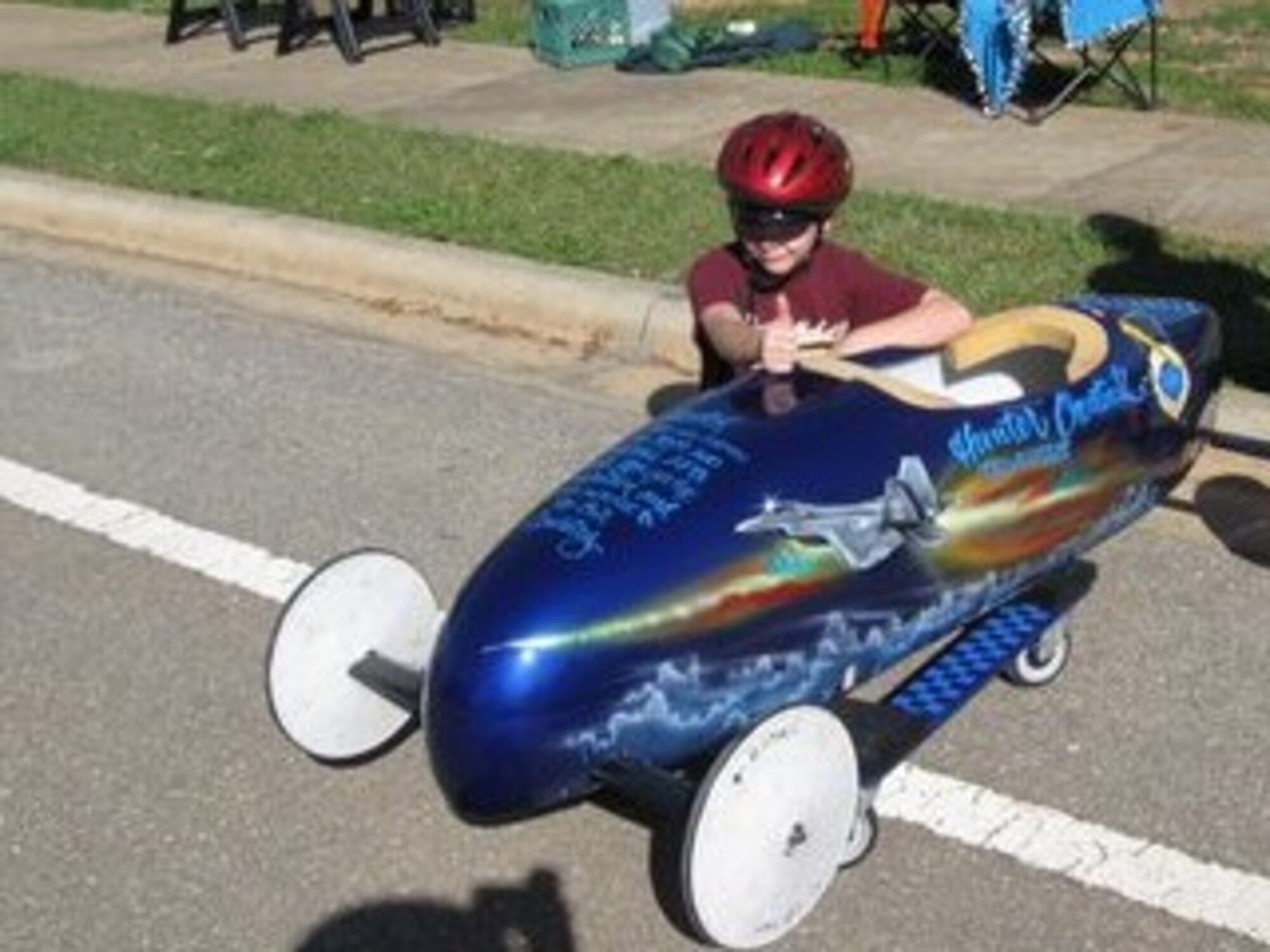 Hunter Chentnik prepares for a soap box derby race. (U.S. Air Force courtesy photo)
