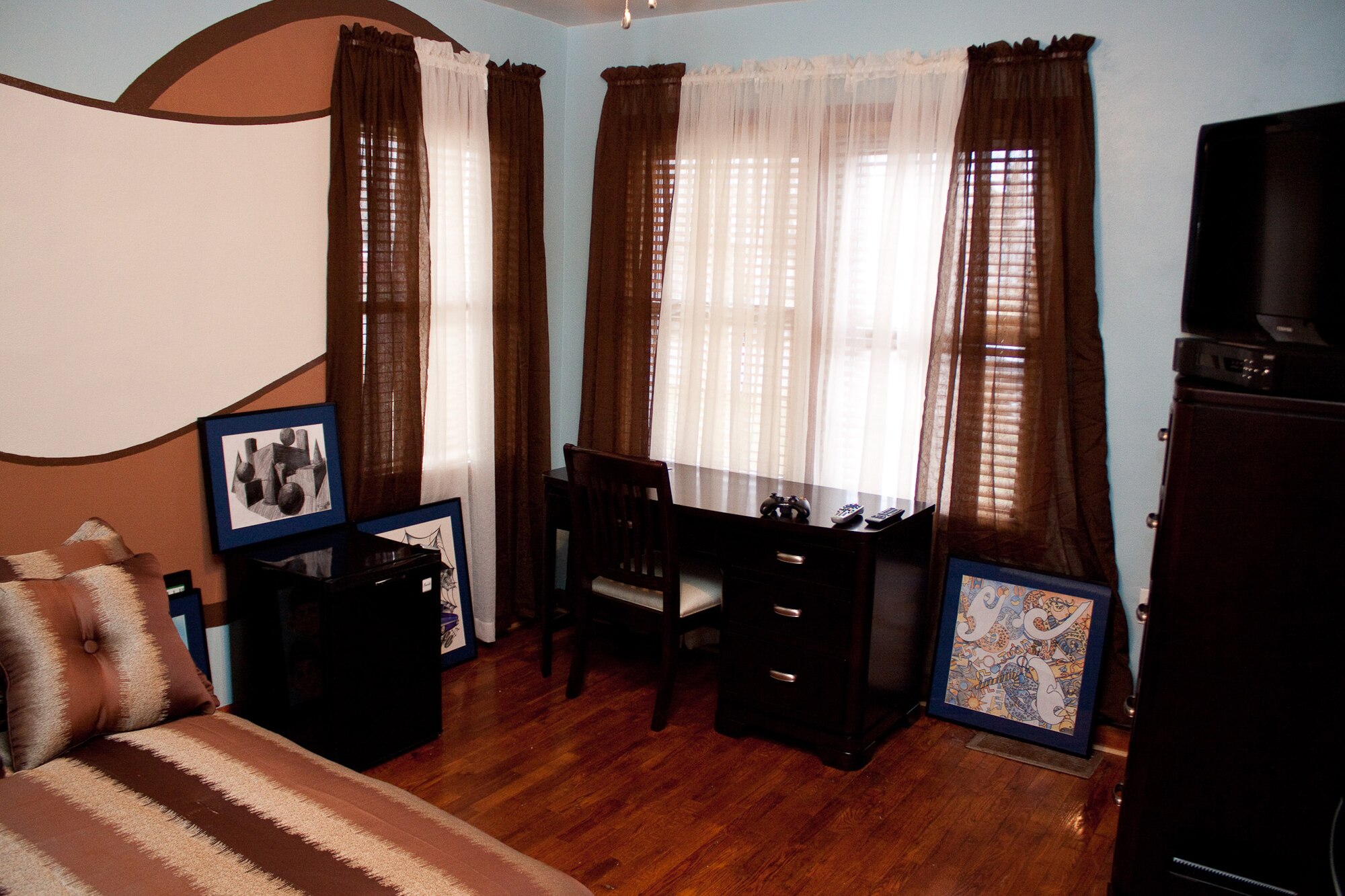 EAST ST. LOUIS, Ill. -- Juan Ortiz's finished bedroom on display right before Juan comes home from spending the day at the 5th Walk for Wishes day. Volunteers from Scott and the local community came together and painted the walls, put together new furniture, window treatments and hung a ceiling fan. (Courtesy Photo) 
