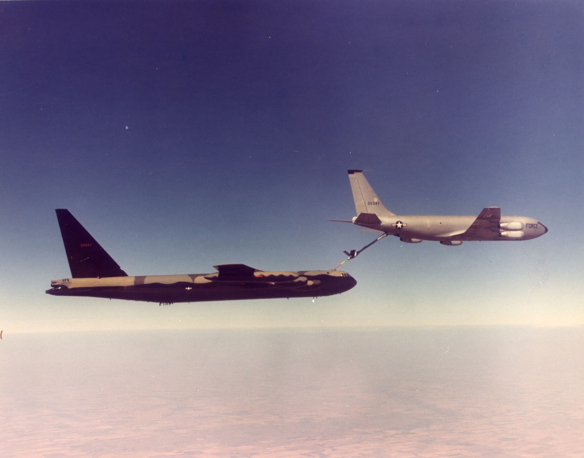 Even long-range bombers like the B-52 needed refueling to reach their targets and return to base on far-off Guam. Bombing operations such as ARC LIGHT and LINEBACKER depended heavily on air refueling. (U.S. Air Force photo)