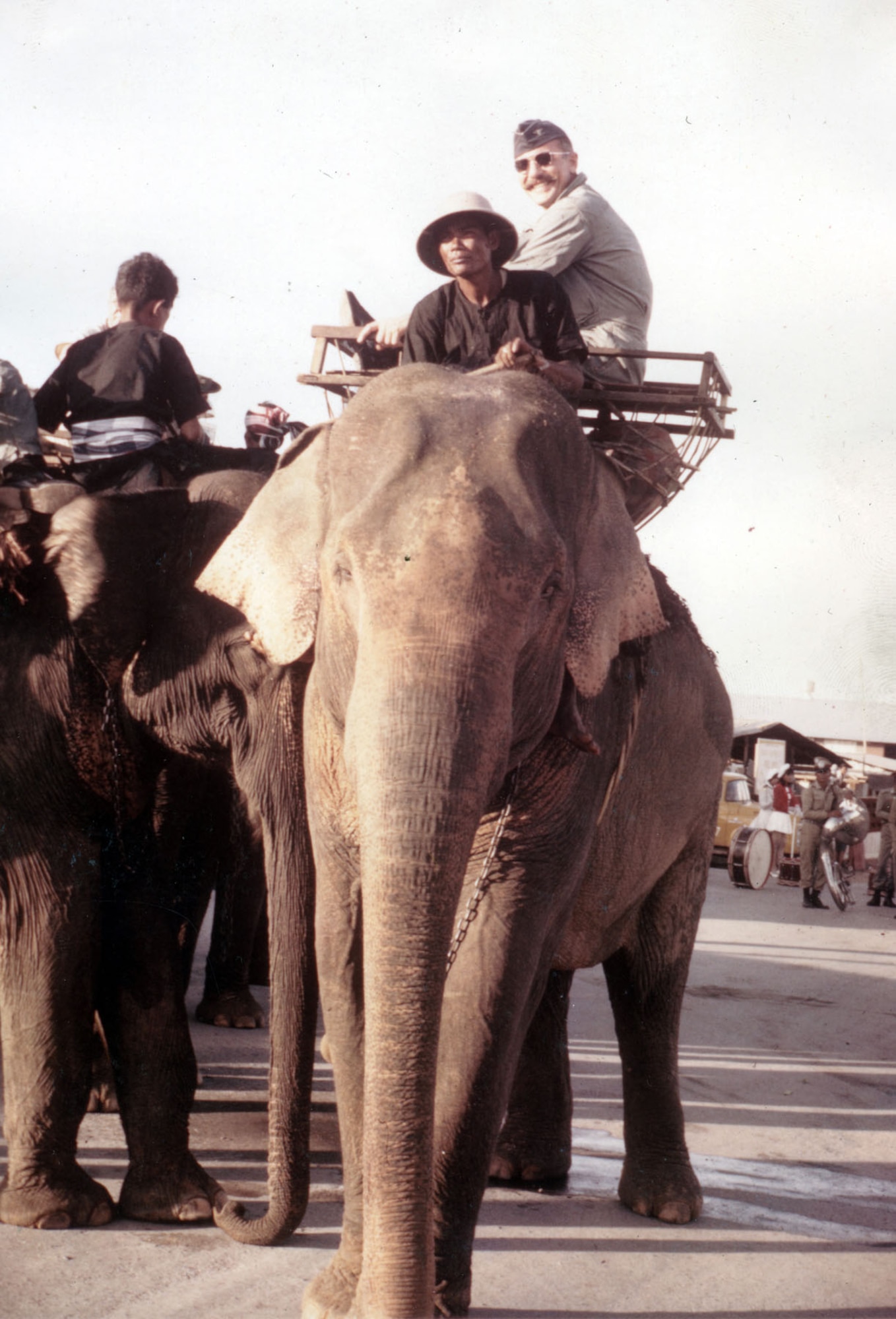 In addition to the very serious business of developing better tactics, the “practice reunions” also involved parades, lots of humor and fraternal events. Here, Col. Robin Olds rides an elephant from the flightline to the officer’s club. (U.S. Air Force photo)