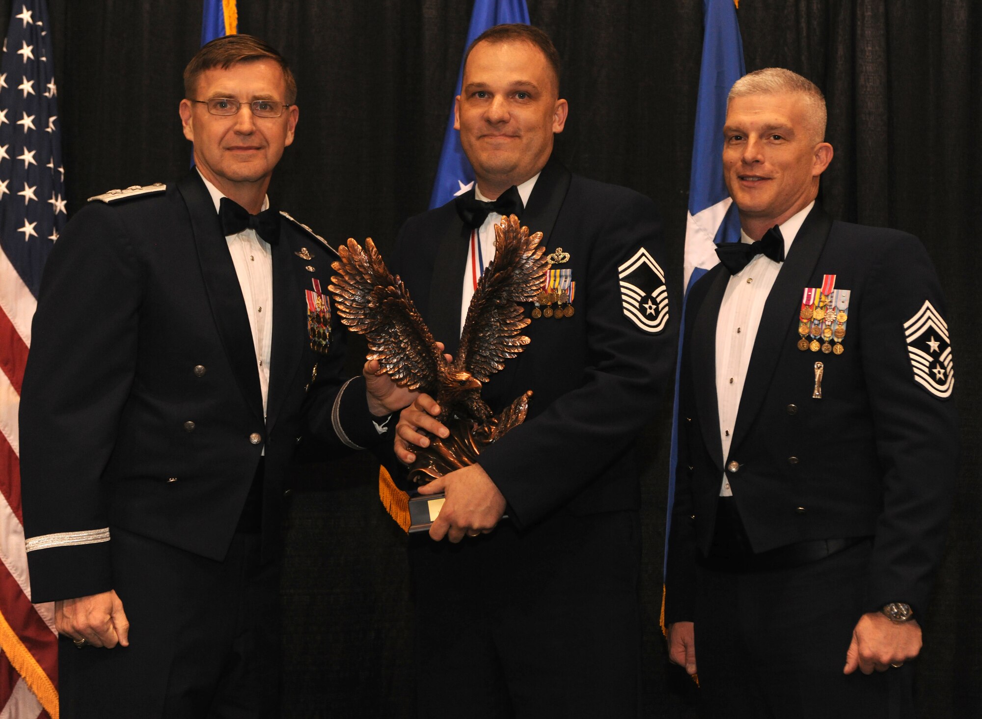 Congratulations to Senior Master Sgt. James Perkey, 4th Civil Engineer Squadron, for winning the 9th Air Force Senior NCO of the Year award during a ceremony at Moody Air Force Base, Ga., March 10, 2011. (U.S. Air Force photo/Airman 1st Class Benjamin Wiseman)
