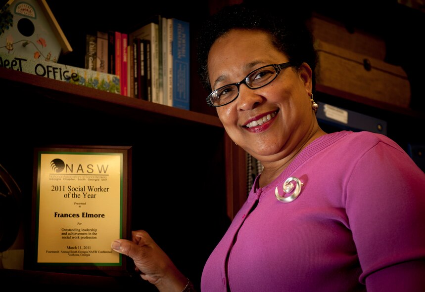 MOODY AIR FORCE BASE, Ga.-- Frances Elmore, Sexual Assault Response Coordinator, has been named the 2011 South Georgia Social Worker of the Year. She has advocated for sexual-assault victims for more than two decades. (U.S. Air Force photo/Airman 1st Class Joshua Green)(RELEASED)