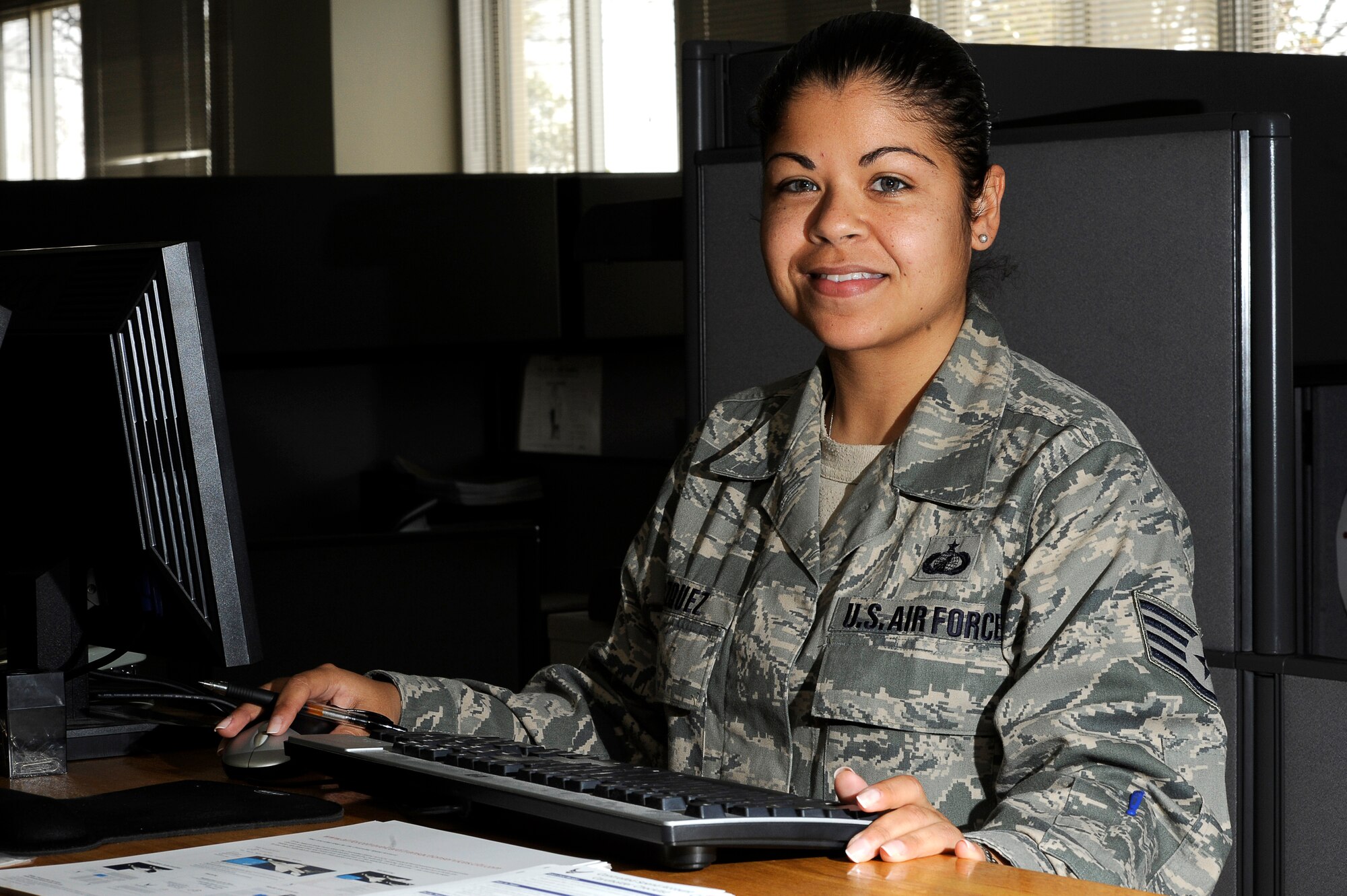 YOKOTA AIR BASE, Japan -- U.S. Air Force Staff Sgt. Angelique Vazquez, 374th Comptroller Squadron, works as the NCO in charge of customer service, March 29, 2011. Sergeant Vazquez said "Operation Tomodachi  has challenged all Air Force career fields, and finance is no exception. Being able to provide relocation allowance guidance to our affected dependents, streamlining the travel voucher process upon their return, and supporting our joint Operations paying agents assisting northern disaster relief efforts, has added a new facet to an otherwise routine day at the office," about her roll in Operation Tomodachi. Sergeant Vazquez hails from Tampa, Fla. (U.S. Air Force photo/Master Sgt. Jeromy K. Cross)







