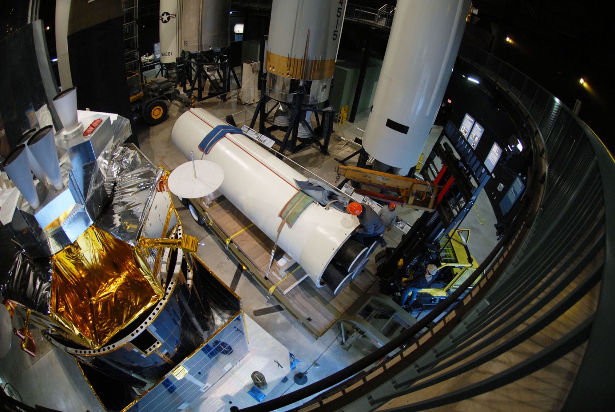 DAYTON, Ohio (03/2011) -- Restoration crews install the Minuteman IA missile in the Missile & Space Gallery at the National Museum of the U.S. Air Force. (U.S. Air Force photo)