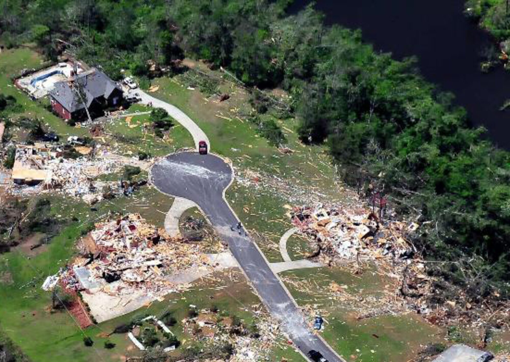 A Civil Air Patrol aircrew took this image April 29, 2011, in Jefferson County, Alabama. Members of the CAP are flying in support of first responders and state and local officials as they assess tornado damage to the region. (Courtesy photo)
