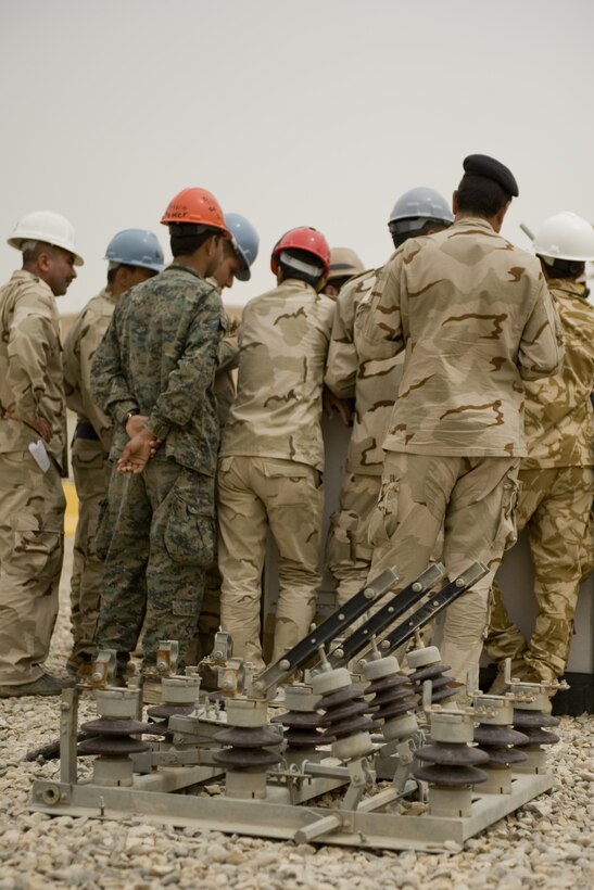 ALI AIR BASE, Iraq -- Iraqi students learn how to build a power distribution network April 20. The students were part of a prime power class designed to teach Iraqi servicemembers how to generate, maintain and distribute power in order to operate their bases after the U.S. withdrawal scheduled for Dec. 31, 2011. (U.S. Air Force photo by Staff Sgt. Levi Riendeau)
