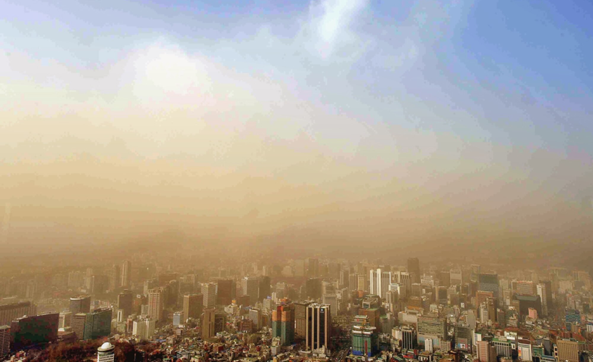 KUNSAN AIR BASE, Republic of Korea -- Pictured here is a weather phenomenon, called HwangSa, and is also referred to as Yellow Sand or Asian Dust. (Courtesy photo/A Korean News Agency)