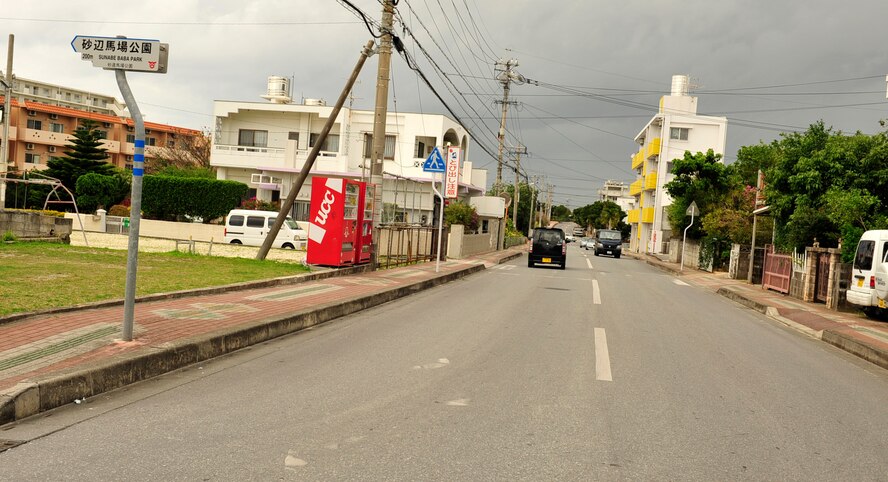 The street shown is one of the streets leading to Sunabe Baba Park in Chatan Town.  Skating and other activities alike are only allowed in designated areas inside the park. (U.S. Air Force photo/Senior Airman Sara Csurilla)