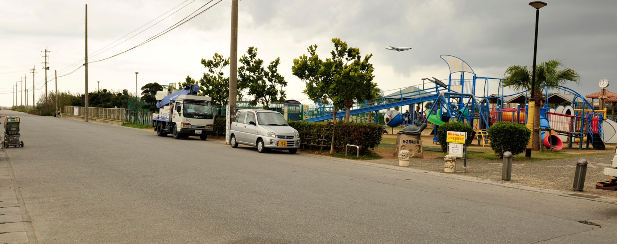 The street shown is the street that runs right next to Sunabe Baba Park in Chatan Town.  Skating and other activities alike are only allowed in designated areas inside the park. (U.S. Air Force photo/Senior Airman Sara Csurilla)
