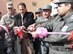 Col. Bob Wicks, Regional Support Commander-Capital (left), assists in a ribbon cutting marking the completion of Phase 2 construction at the Ring of Steel Kandak (battalion) headquarters in Kabul, Afghanistan,  Jan. 31. He is serving a one-year deployment from the 13th Air Force at Joint Base Pearl Harbor-Hickam, Hawaii, and is the only Airman of six RSC commanders. (Photo by Jon Connor)