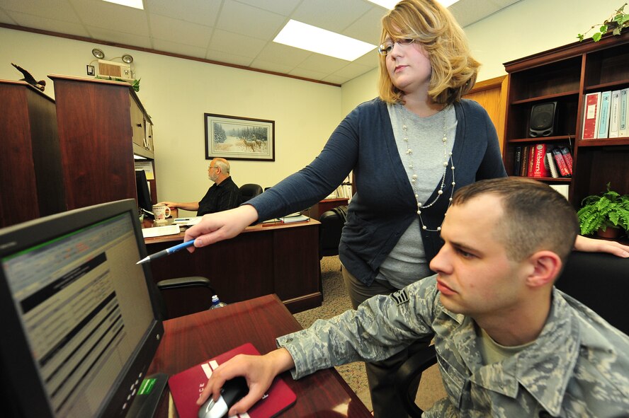 MINOT AIR FORCE BASE, N.D. -- Amanda Jones, a 5th Force Support Squadron manpower specialist here, was named the 2010 Air Force Manpower and Personnel Flight Specialist of the Year for her outstanding work performance, leadership, community involvement and self-improvement efforts. Ms. Jones earned this award for managing the Department of Defense’s only dual-nuclear base operating support capability, overseeing more than 2,000 billets, 150 intercontinental ballistic missiles and 27 B-52H Stratofortress aircraft. (U.S. Air Force photo/ Senior Airman Jesse Lopez)