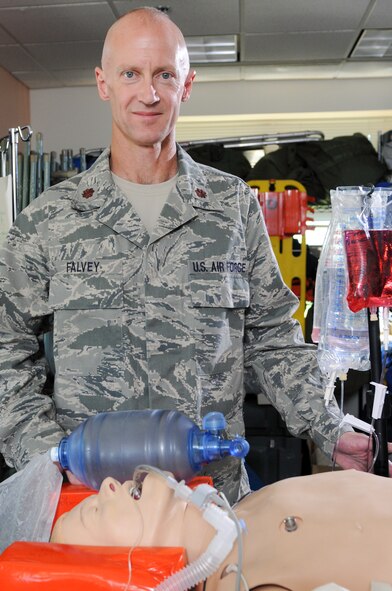 JOINT BASE ANDREWS, Md. -- Maj. Patrick Falvey, 459th Aeromedical Staging Squadron critical care nurse, was recently filmed by media company, Contrast Creative, for a project being organized by Duke University Hospital. In his civilian job, Major Falvey is a Life Flight nurse at the hospital. Some of Duke's patients and employees, including Major Falvey, are being featured in the upcoming film, which documents their inspiring life stories and how they tie into the hospital. (U.S. Air Force photo/Staff Sgt. Sophia Piellusch)