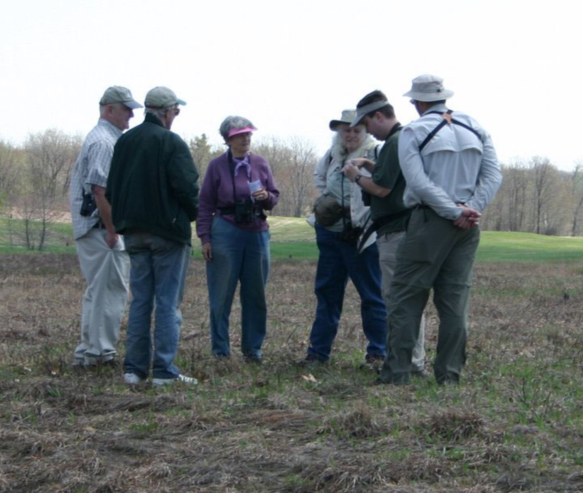 Nine members of Massachusetts Butterfly Club surveyed on base April 29.
They found the caterpillar of the grammia phyllira tiger moth, which is
listed by Mass. conservation officials as endangered.  Westover and the
immediate area is the only place in the state it is found.  They also found
149 rare frosted elfin butterflies, common tiger beetles and a common snake.
Westover's Natural/Cultural Resources Manager, Andrew Milroy, led the tour. (courtesy photo/K. Barry)
