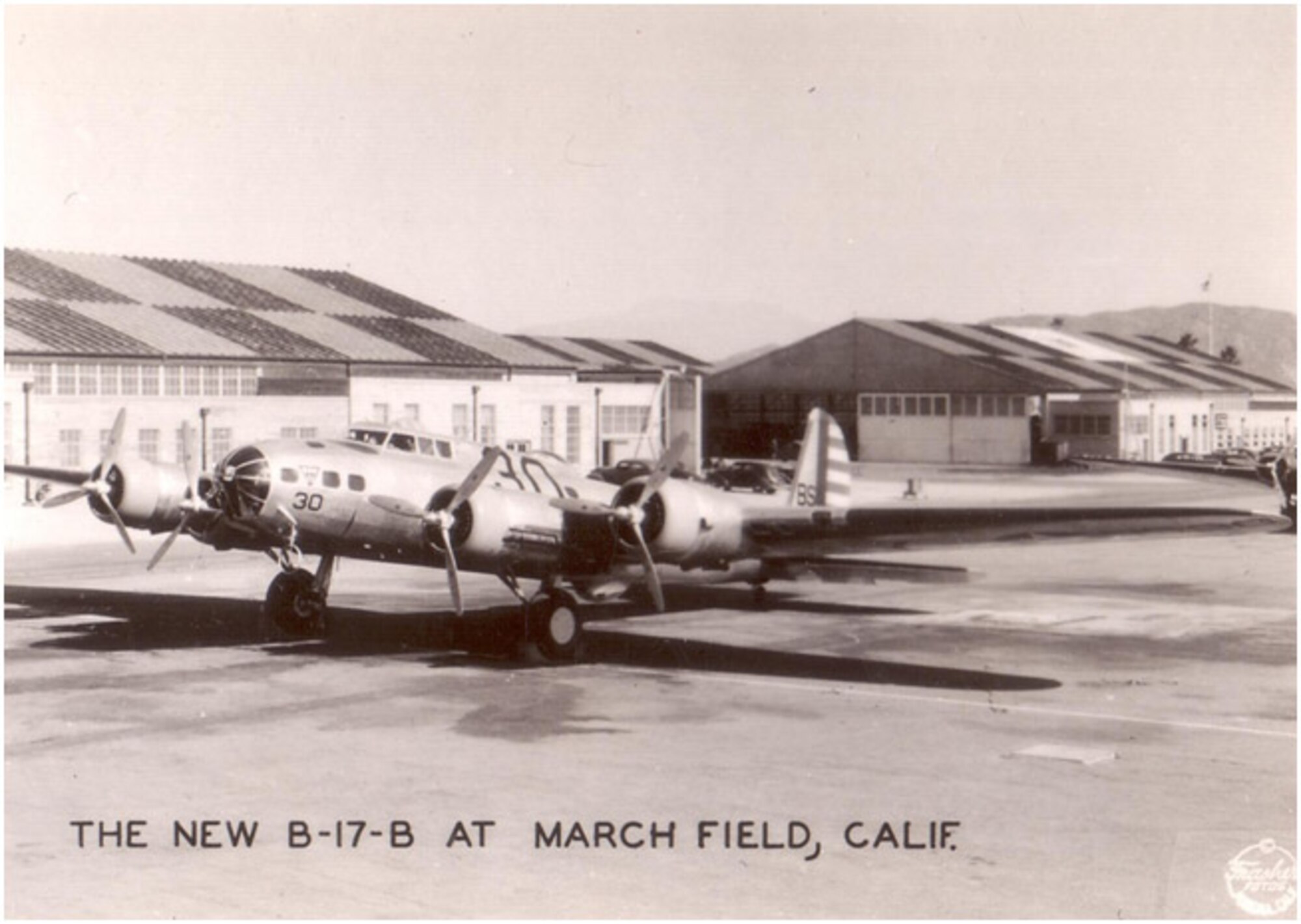 A historical photo of a B-17 at March Field, Calif.  (Courtesy of the March Field Museum)