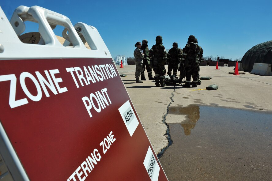 MINOT AIR FORCE BASE, N.D. -- Airmen gather as they learn to assist a wounded wingman during the Ability to Survive and Operate exercise here May02. The ATSO preparation exercise ensures that the Airman of Minot ready themselves for upcoming base wide inspections. (U.S. Air Force photo/ Senior Airman Jesse Lopez)