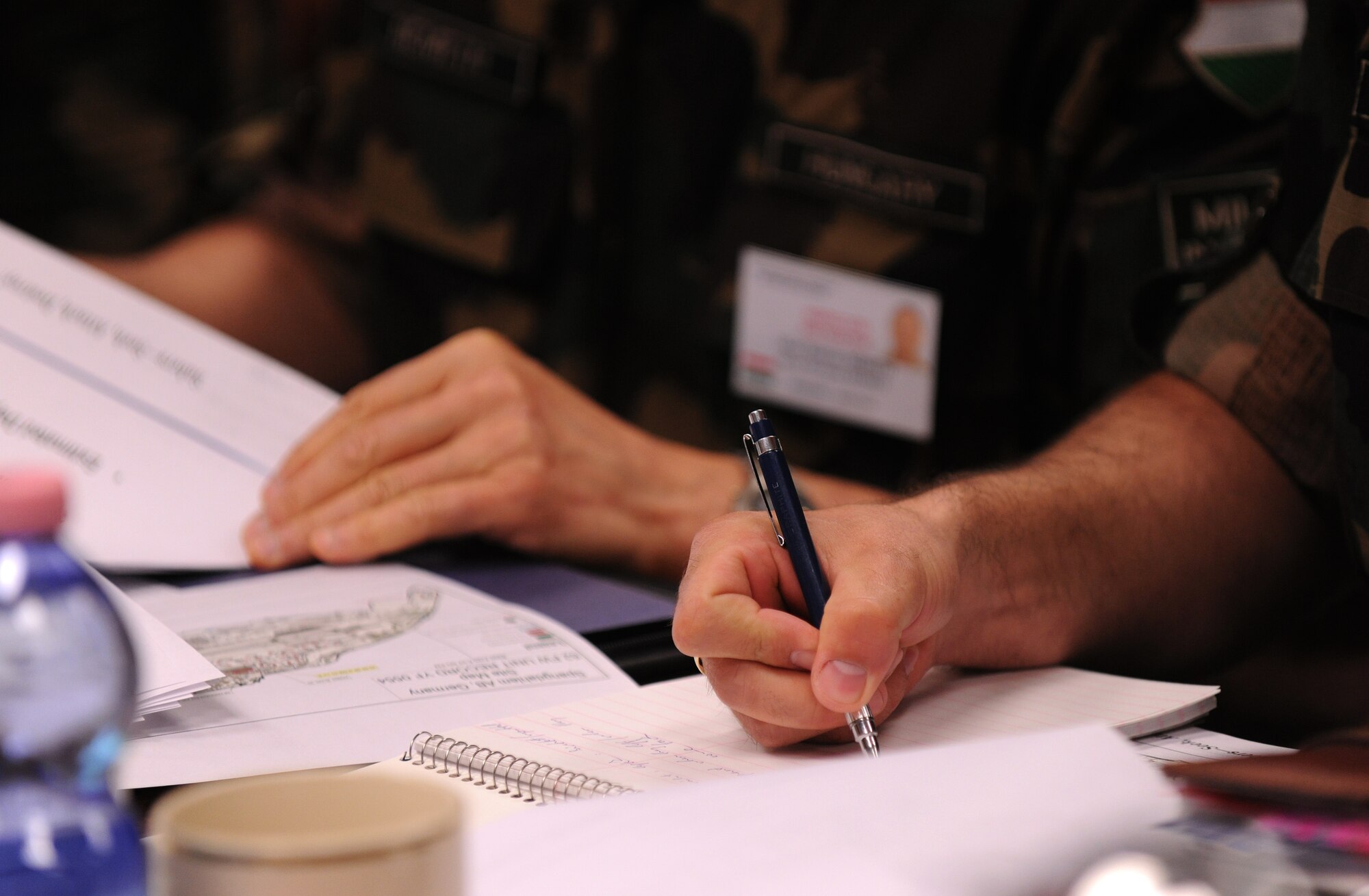SPANGDAHLEM AIR BASE, Germany – A Hungarian Defence Forces member takes notes during Conventional Armed Forces in Europe and Vienna Document 1999 treaty compliance exercises here May 3. Members of the Hungarian Defence Forces inspected the 52nd Fighter Wing as part of a trilateral training event. (U.S. Air Force photo/Senior Airman Nathanael Callon)