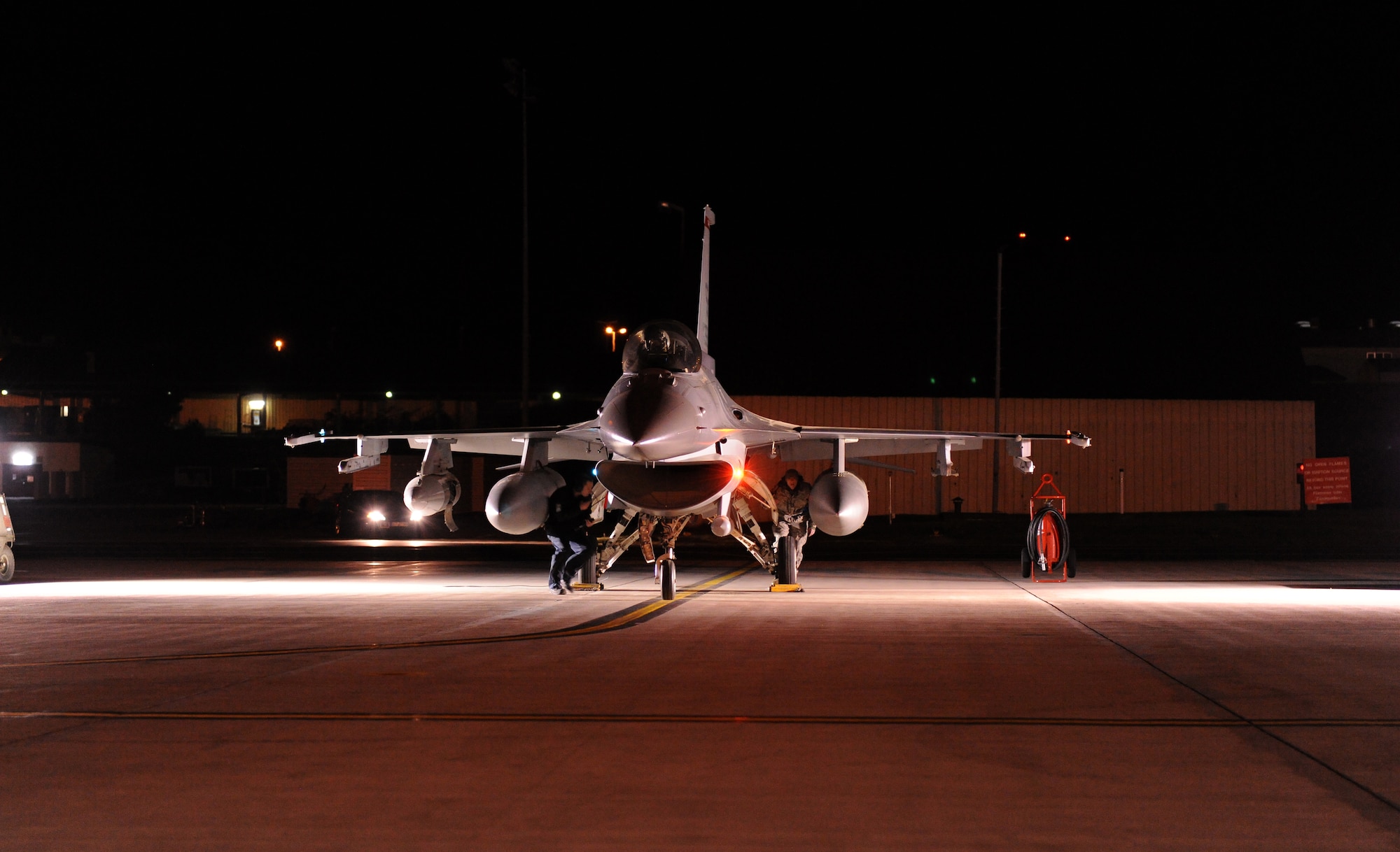 SPANGDAHLEM AIR BASE, Germany – An F-16 Fighting Falcon from the 480th Fighter Squadron is prepared for takeoff here May 2 prior to departing for the unit’s Air Expeditionary Force deployment. The 480th FS deployed to Iraq in support of Operation New Dawn as part of the unit’s AEF cycle. (U.S. Air Force photo/Senior Airman Nathanael Callon)