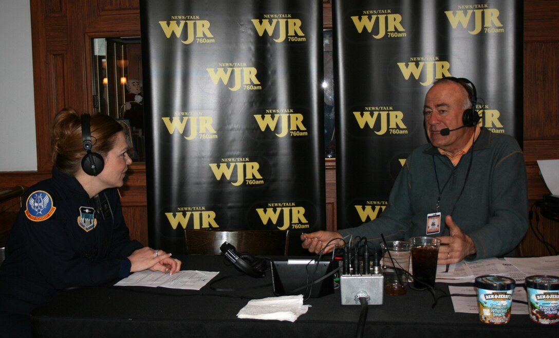 Technical Sergeant Sarah Stewart from Rampart Winds gives a live radio interview with Frank Beckman of WJR in Detroit, Michigan. The United States Air Force Academy Band has the important mission of getting out the "good news" about the Air Force around the country.