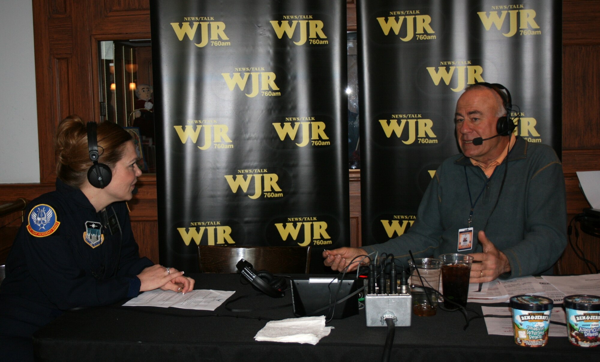 Technical Sergeant Sarah Stewart from Rampart Winds gives a live radio interview with Frank Beckman of WJR in Detroit, Michigan. The United States Air Force Academy Band has the important mission of getting out the "good news" about the Air Force around the country.